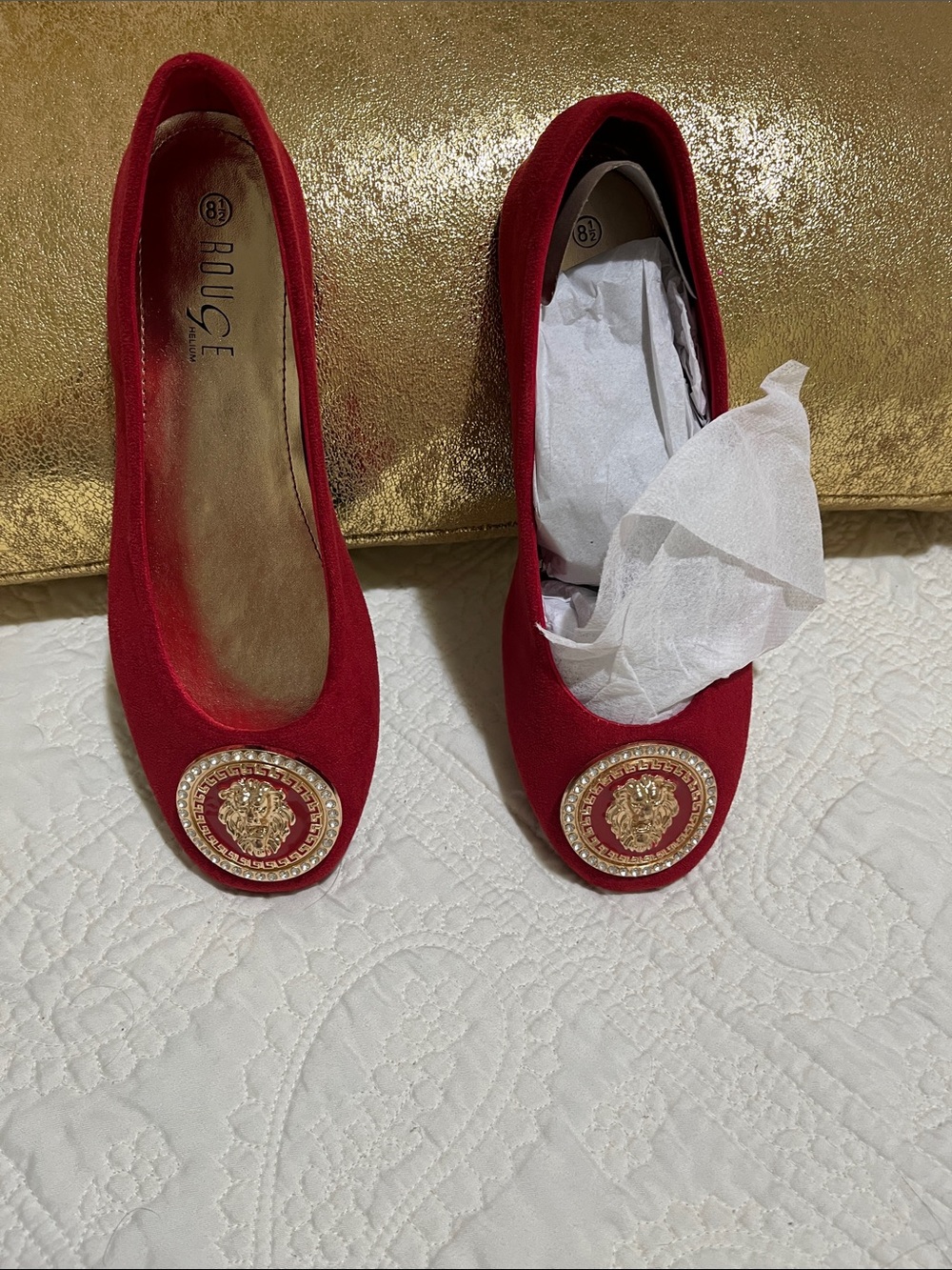 Rouge Helium Red Embellished Ballet Flats